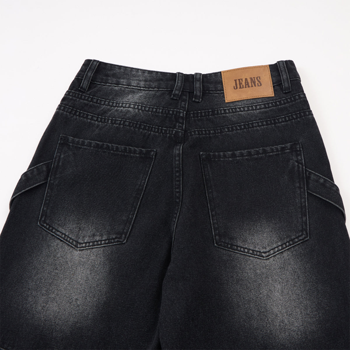 Artistic Patchwork Vintage Black Wide Leg Jeans