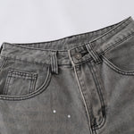 Paint Splatter Panel Stitching Barrel-Leg Jeans