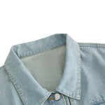 Pleated Short Sleeve Midi Denim Shirtdress