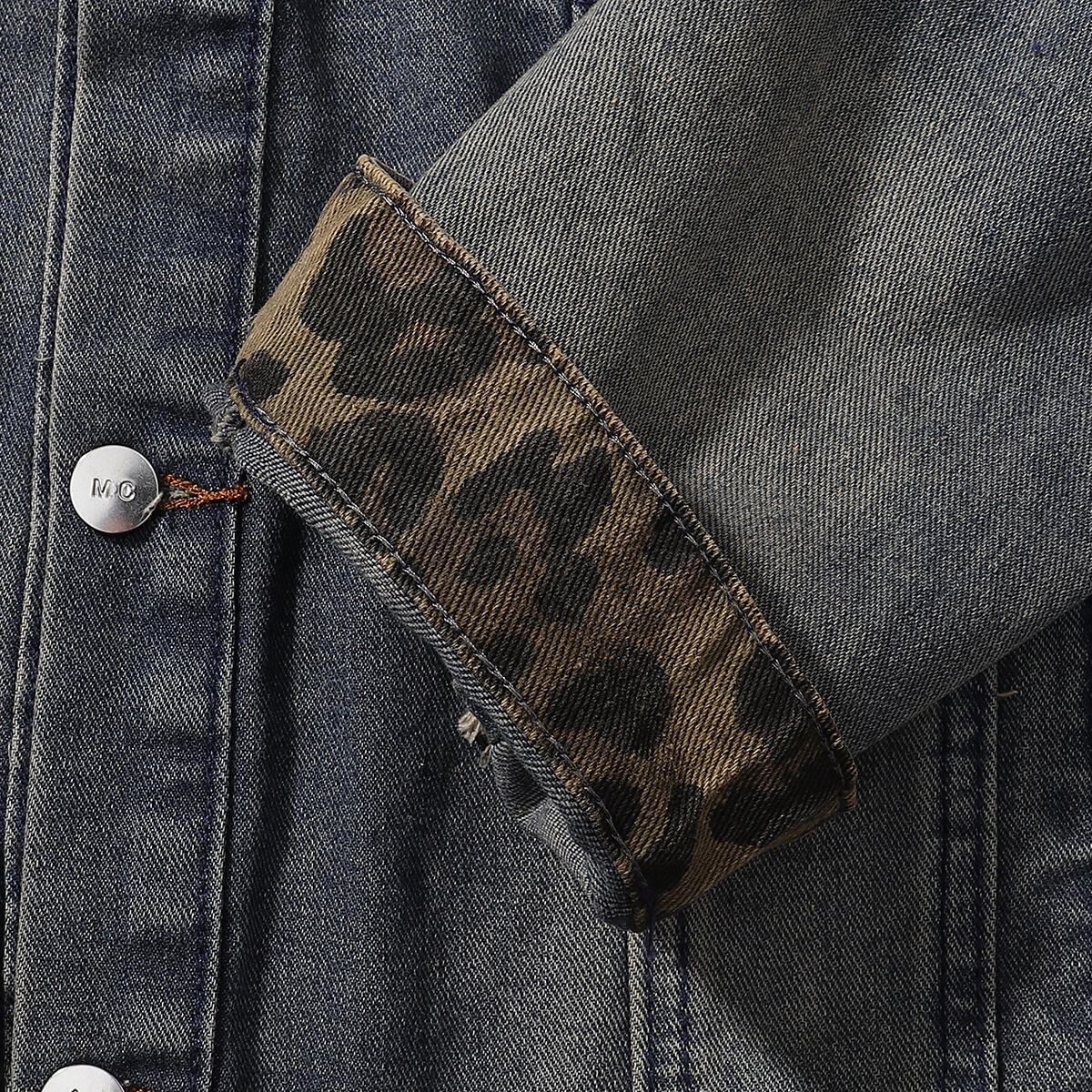 Leopard Patchwork Denim Trucker Jacket