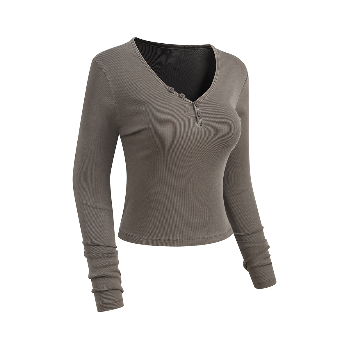 Long-Sleeve Ribbed Henley Top 8.25oz