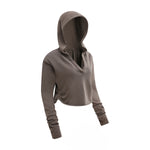 Ruched Waist Cotton Cropped Hoodie