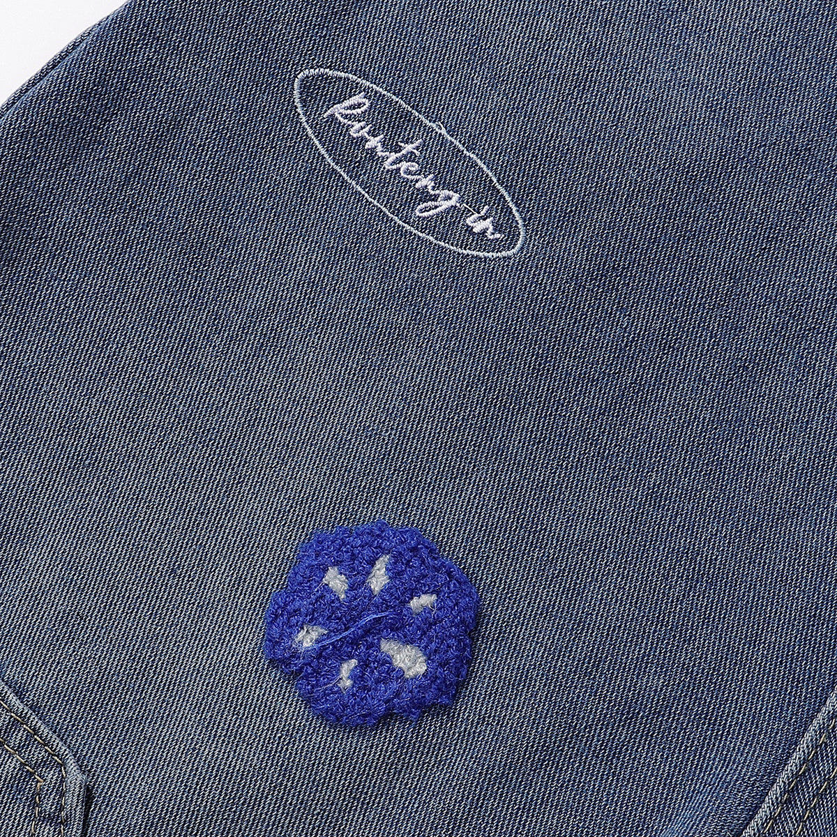 Embroidered Patch High Waist Wide Shorts