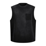 Chest Pocket Knit Sleeveless Relaxed Fit Muscle Tank