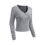 Long-Sleeve Ribbed Henley Top 8.25oz