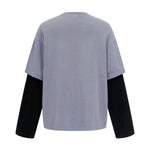 Layered Sleeve Two-Tone Oversized Streetwear T-Shirt
