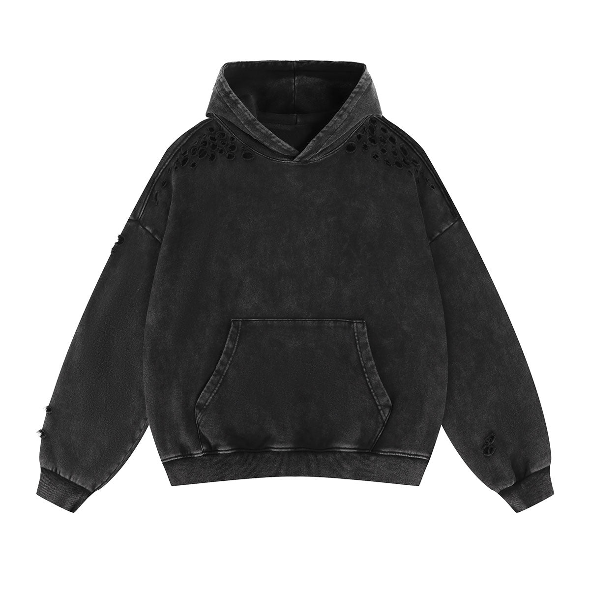Men's Stone-washed Destroyed Hoodie