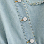 Pleated Short Sleeve Midi Denim Shirtdress