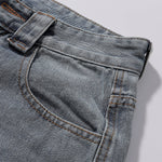Panel Stitching Detail Light Wash Denim Shorts