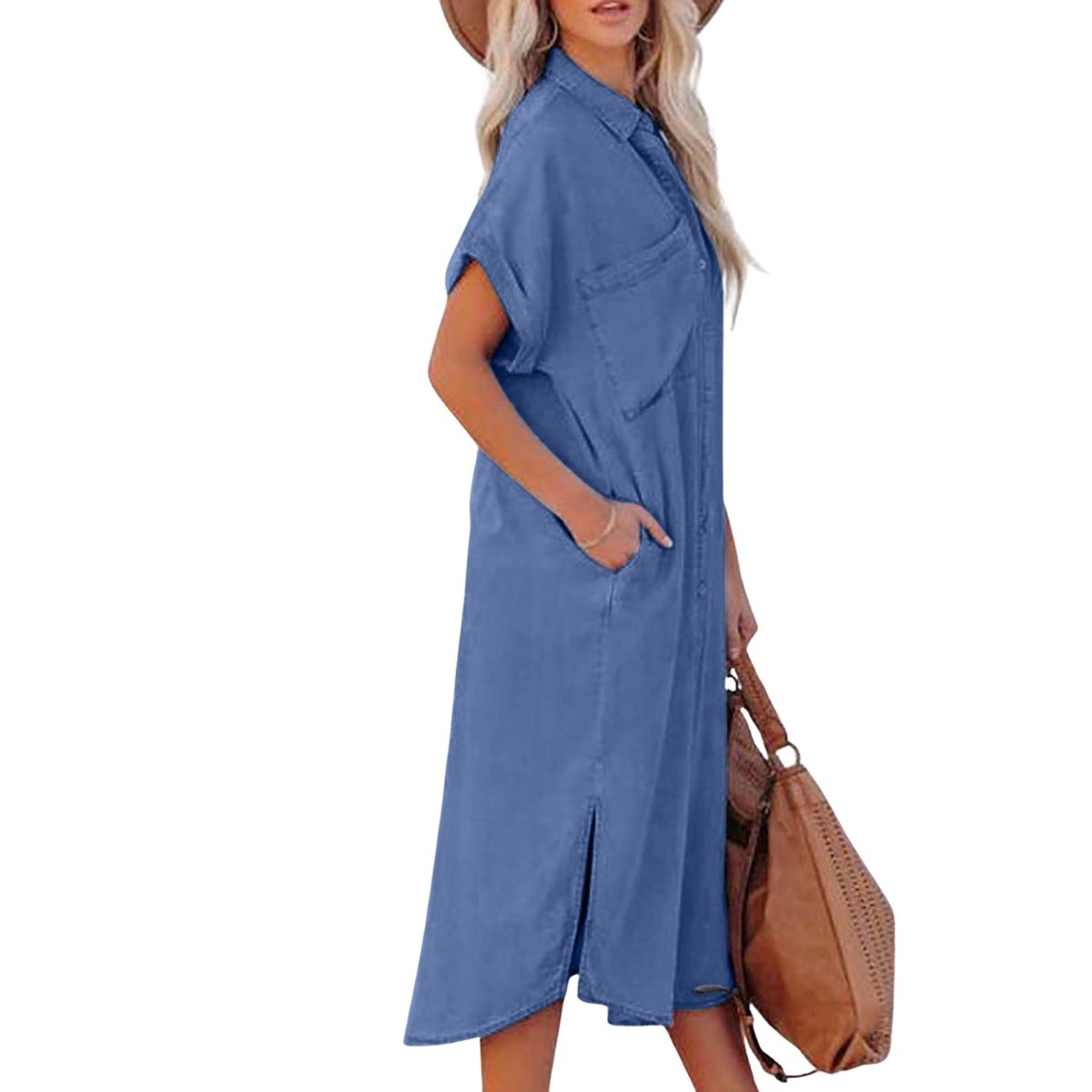 Oversized Denim Midi Shirtdress