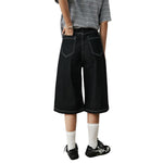 Button Fly Raw Black Denim Shorts