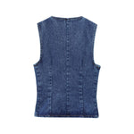 Women's Round Neck Denim Sleeveless Vest