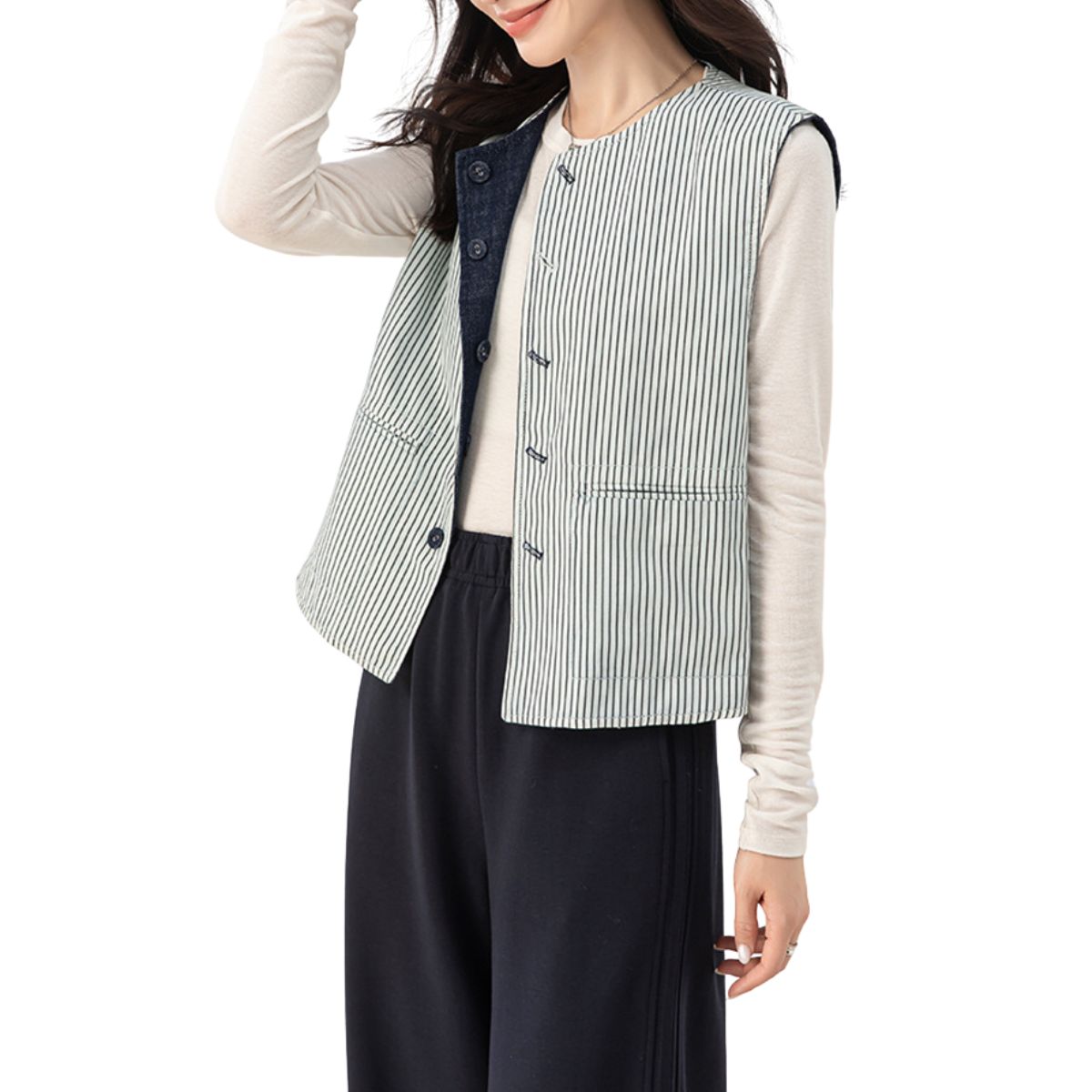 Women's Relaxed Reversible Patchwork Vest