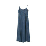 Relaxed Spaghetti Strap Denim Midi Dress
