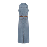 Sleeveless Denim Belted Maxi Dress