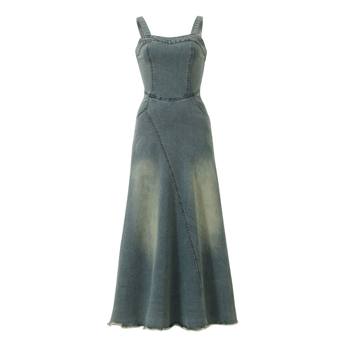 Vintage Wash Strappy Denim Maxi Dress