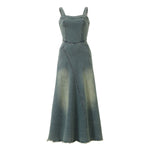 Vintage Wash Strappy Denim Maxi Dress