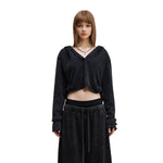 Ruched Waist Cotton Cropped Hoodie