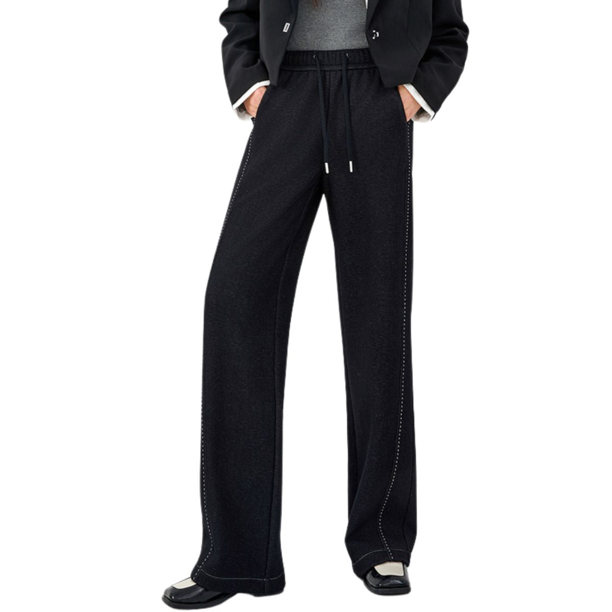 Women's Knit Denim Wide-Leg Pants