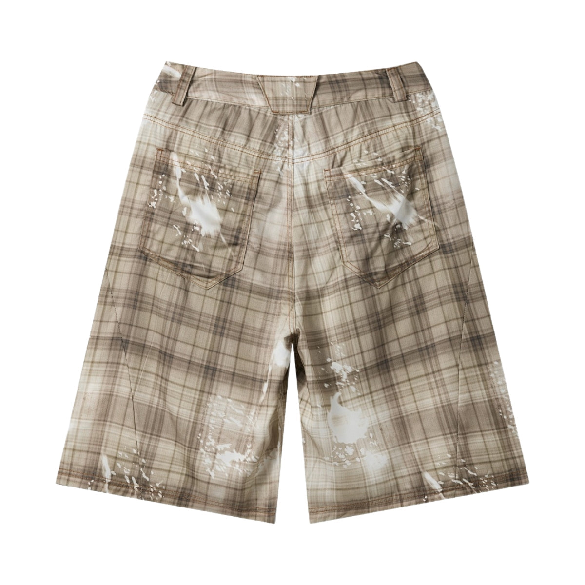 Vintage Plaid Curved-Cut Cropped Pants