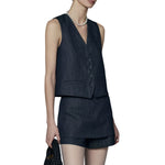 Indigo V Neck Denim Sleeveless Tank Top