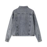 Unisex Commuter Workwear Style Single-breasted Lapel Straight Denim Jacket