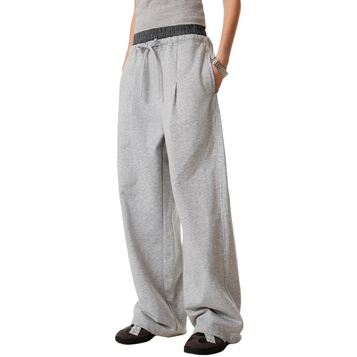 Double Waistband Baggy Trousers