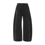 Distressed Vintage Patch Baggy Curved Denim Pants