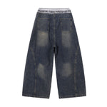 Elastic Waistband Wide Leg Denim Pants