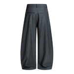 Vintage Stripe Barrel-Leg Tailored Trousers