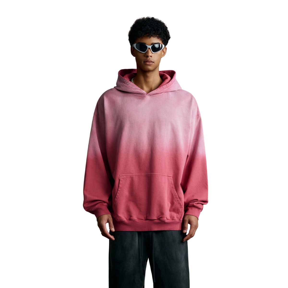 Relaxed Overdyed Ombre Faded Cotton Hoodie