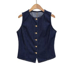 Women's Gold Button Denim Vest