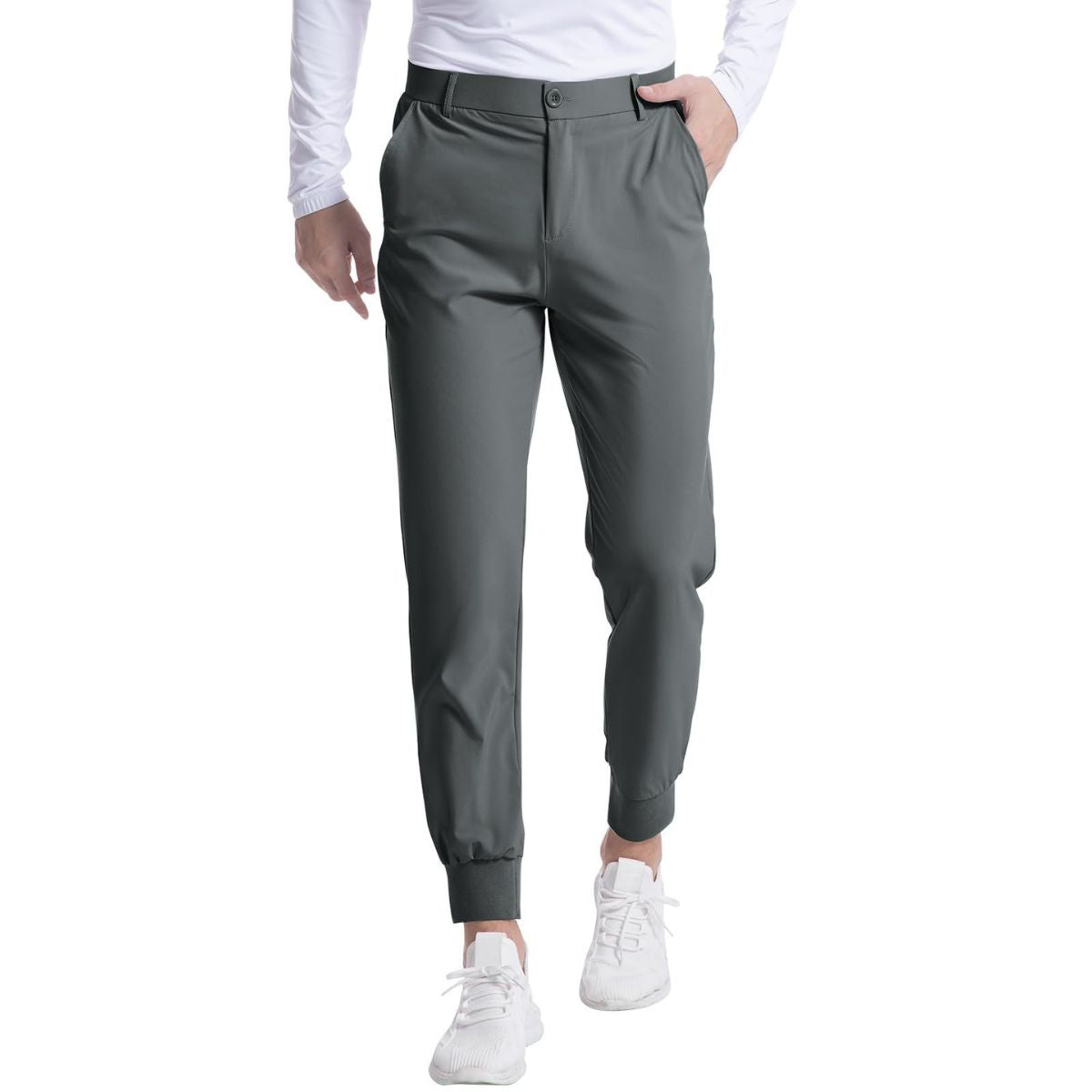 Men's Jogger Golf Pants Elastic Waist Stretch Casual Tapered Trousers