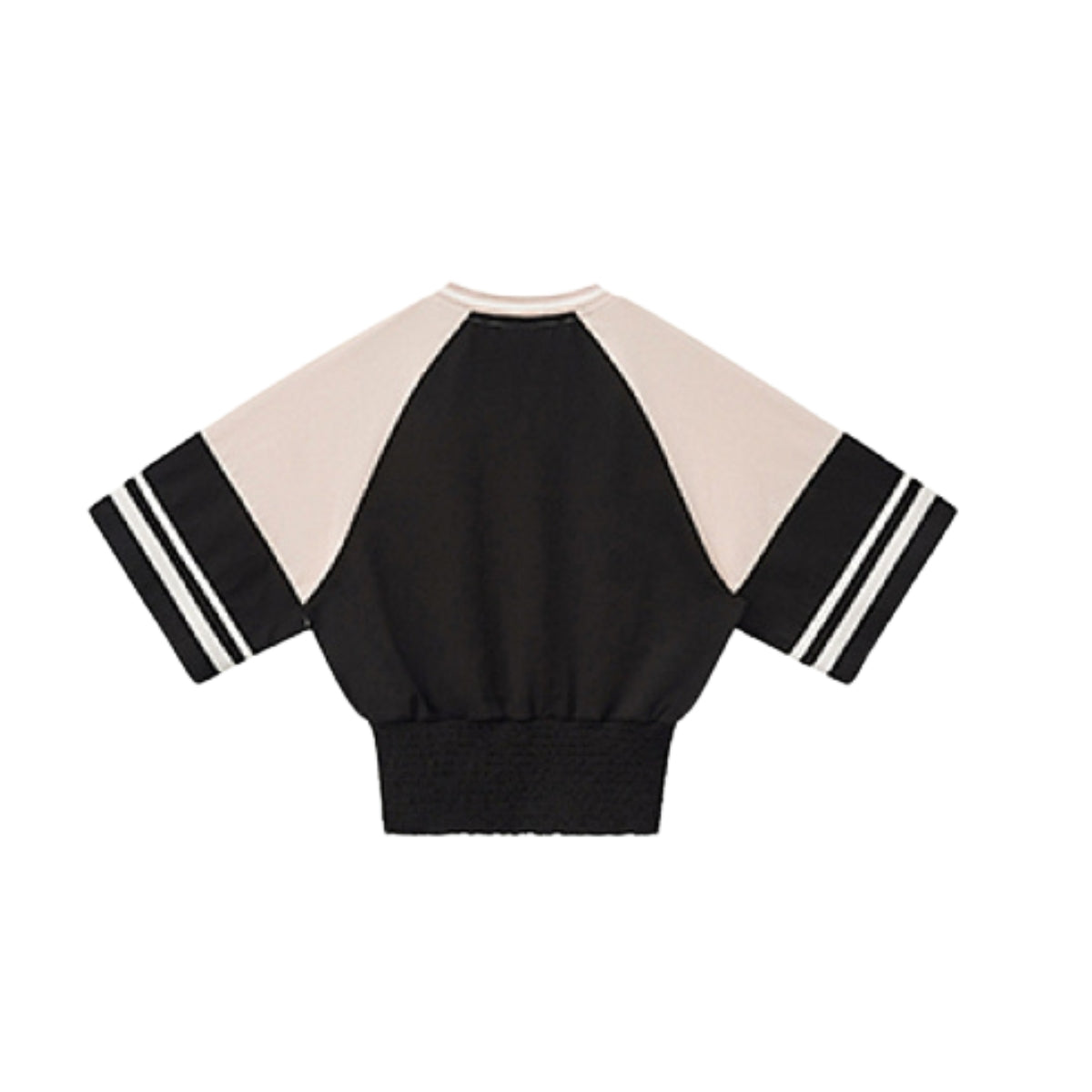 Fitted Color Splice Flare Sleeve Feminine Tee