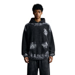 Distressed Edge Painted Graphic Washed Hoodie