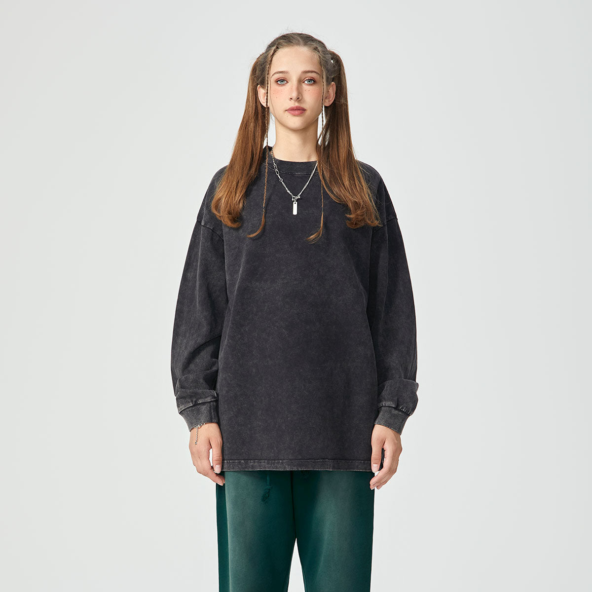 Stone Wash Crew Neck Sweatshirt 360gsm