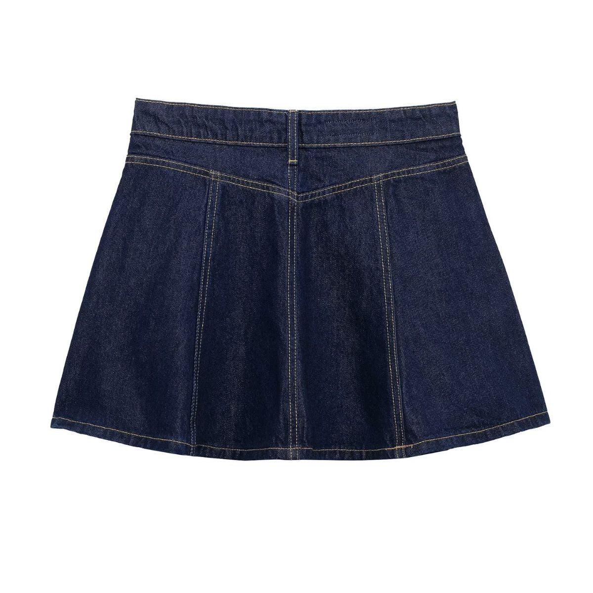 Indigo Denim Mini Flounce Skirt