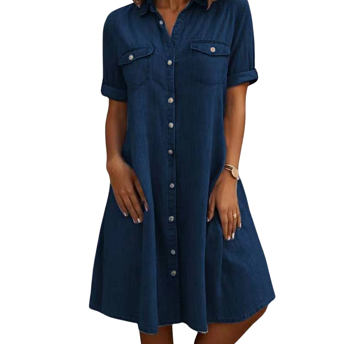 Women's Loose Fit Denim Shirt Dress