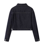 Long-Sleeve Boxy Cropped Denim Jacket