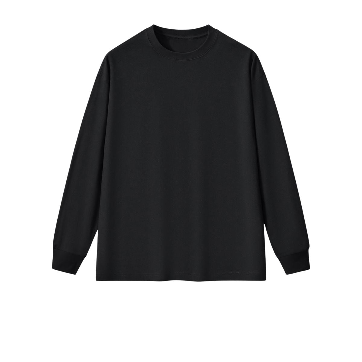 Solid Loose Fit Long-Sleeve Cotton T-Shirt 305gsm
