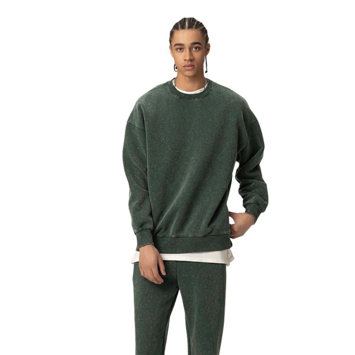 Oversized Stone Wash Fleece Sweatshirt