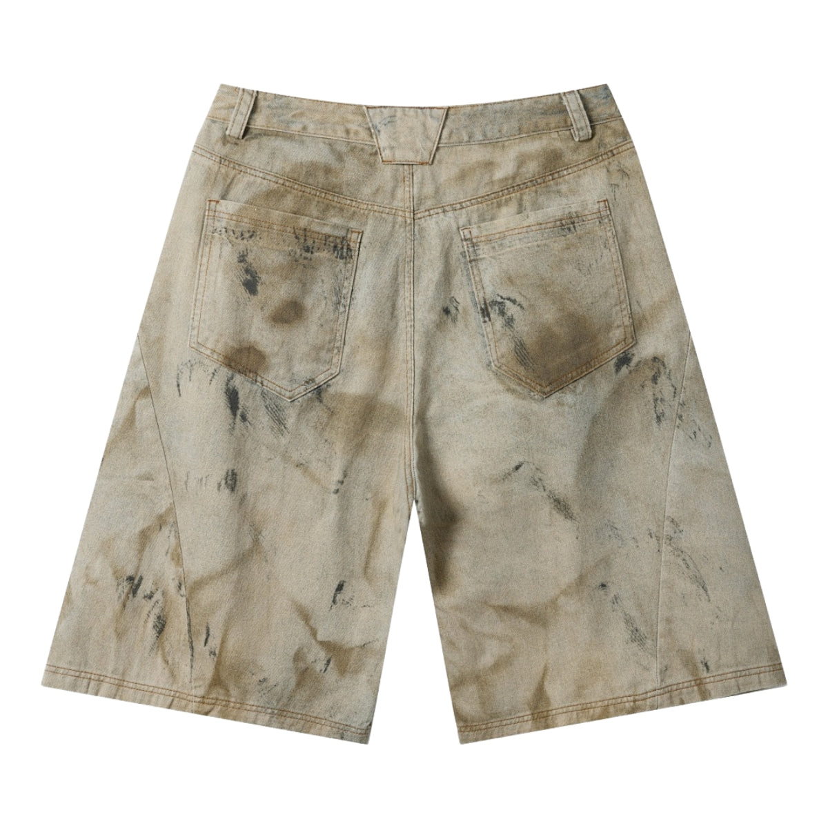Vintage Mud-Washed Denim Texture Bermuda Shorts