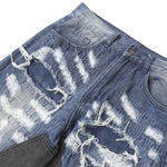 Smoke Rise Straight Leg Repaired & Distressed Patchwork Jeans