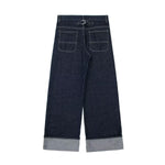 Indigo Cuffable Hem Baggy Jeans