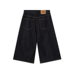 Raw Loose Straight-Leg Bermuda Washed Denim Shorts