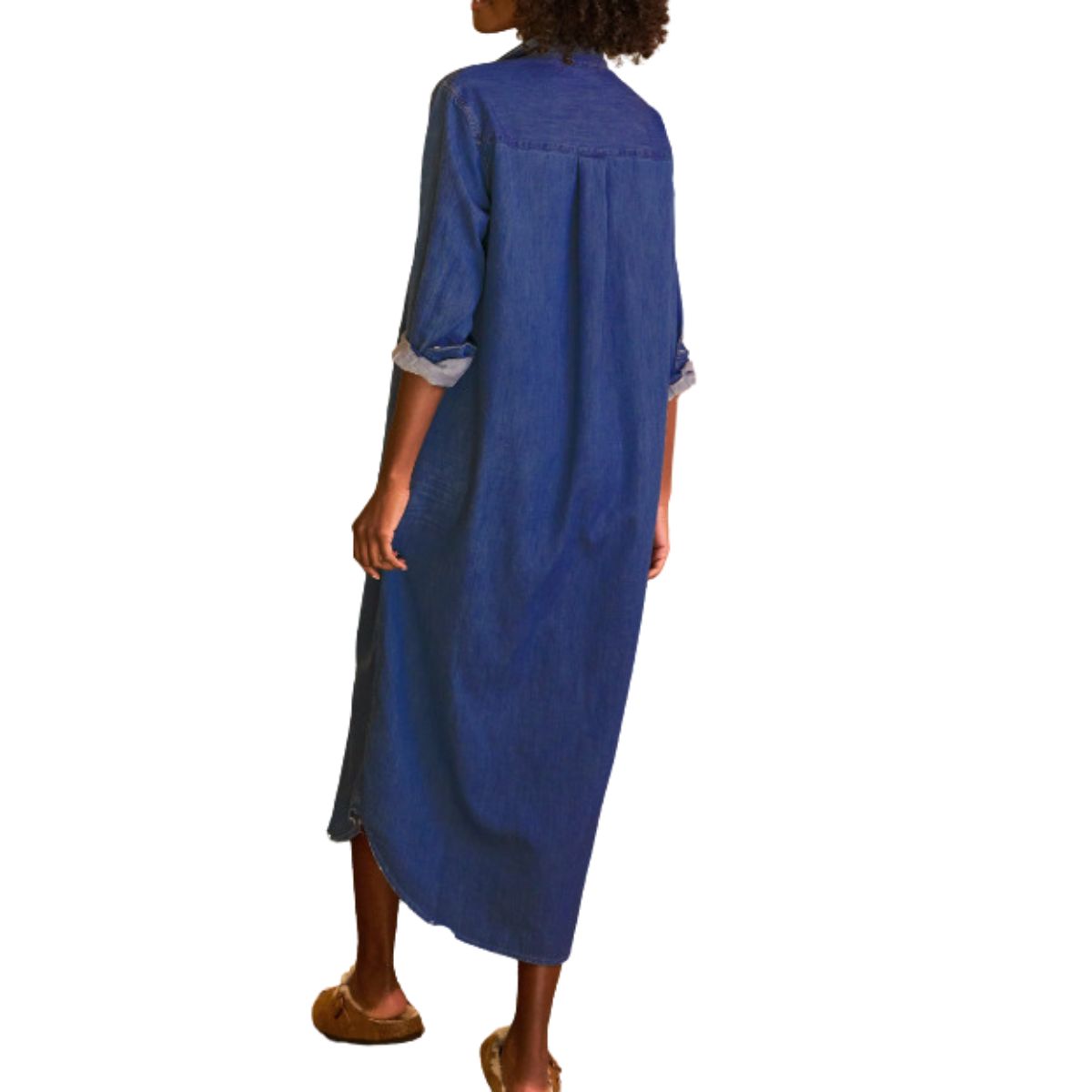 Denim Loose Fit Button-Up Maxi Shirtdress