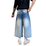 Vintage Wash Straight Leg Denim Shorts