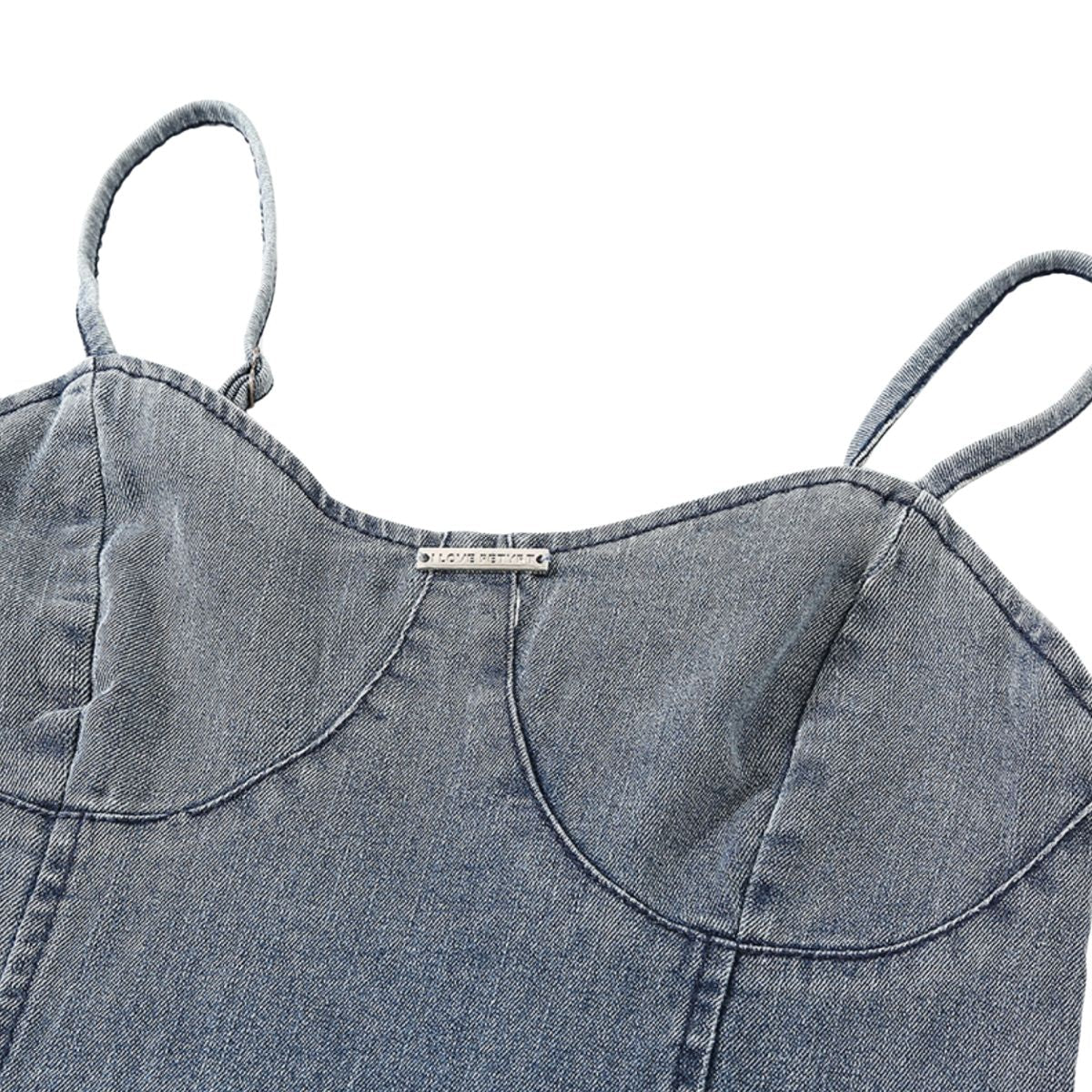 Women's Washed Denim Slip Midi Dress
