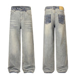 Light Wash Faded Wide-Leg Denim Pants
