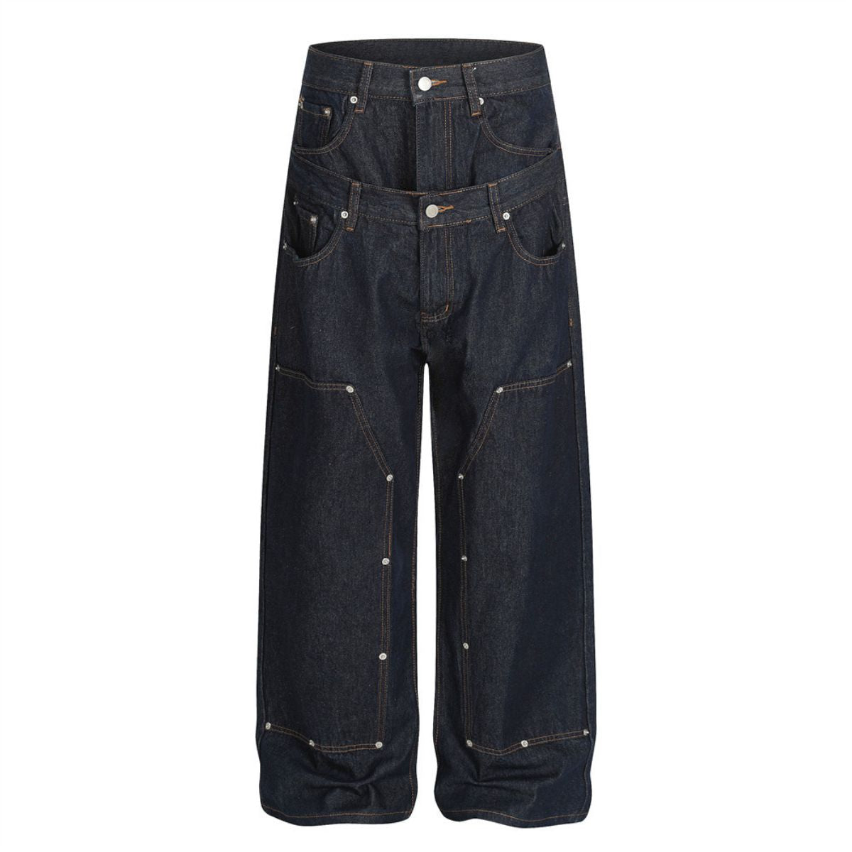 Men's Two-Tone Denim Pants Loose Fashion Street Unique Design